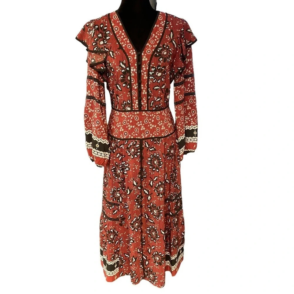 Sea New York Long Sleeve Silk Maxi Dress Size 4